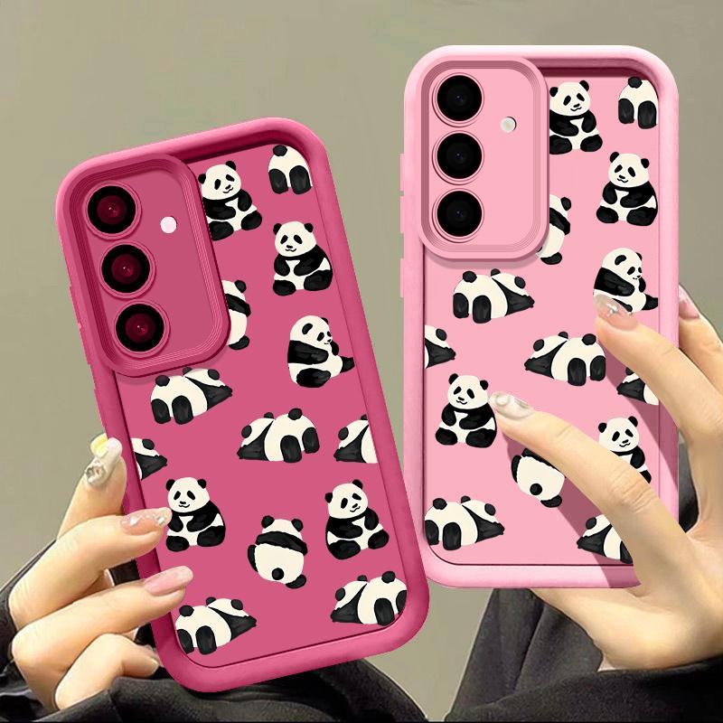 Für Smausng S25 S24 S22 Ultra Plus S23 S21 S20 Fe A55 A54 A53 A52 A35 A34 A15 5g Pandas-Muster Stoßfester Objektivschutz Silikon Soft Case Cover