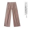 Japanese Single Glossy Wide-Leg Overalls Spring/Summer New Arrival Women's Clothing Semi-Elastic High Waist Zipper Button Multi-Pocket 31112