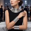 3 PCS Large African Collar Bracelet Set Vintage Statement Choker Necklace  Ladies Personality