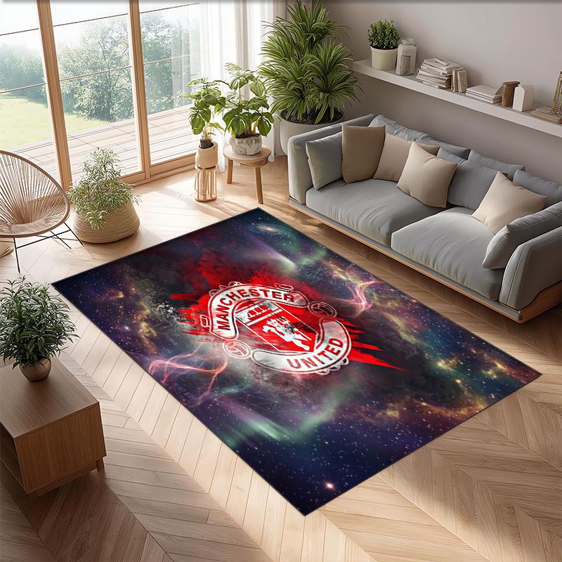 Tappeto in Flanella Stampato Manchester United Antiscivolo Morbido Poliestere Tappeto per Pavimento Tappetino Decorativo per Interni per Camera da Letto Soggiorno Divano