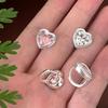 Fashion Shiny Sweet Pink Zircon Heart Earrings for Women 2025 New Trend Exquisite Geometric Ear Buckle Earrings Jewelry Gifts