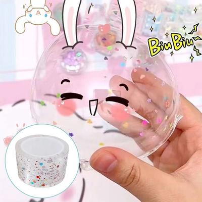 1 Meter Glitzer Kinderspielzeug Dekompressionsspielzeug mit Pailletten Blasenband Blasband Doppelseitiges Klebeband