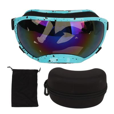 Gafas de Sol para Perro Lente de PC a Prueba de Viento Protección UV Gafas para Mascota Cool con Correa Ajustable Lente Azul