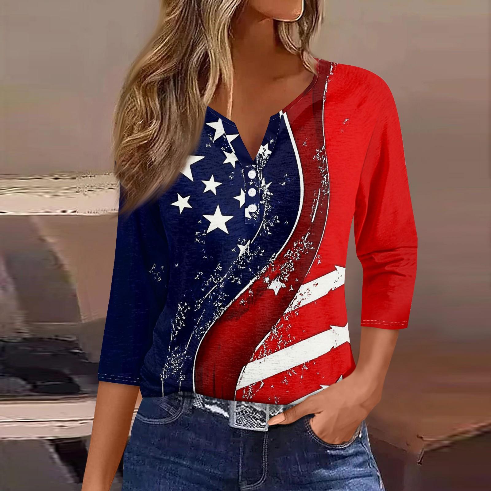 

Жен. Футболка Футболка С принтом Пуговицы Рукав 3/4Ежедневно Выходные Мода Классический Топ с v-образным вырезом Обычный S винный