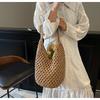 Nowa ażurowa torba tote ze słomy Damska w stylu wakacyjnym nadmorskim Casualowa torba na ramię Plażowa torba o dużej pojemności Tkana ze słomy torba tote