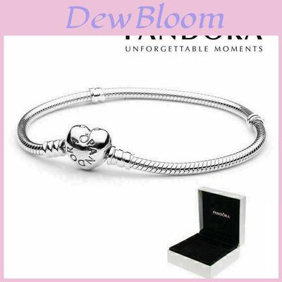 Stylish And Romantic Pandora Heart Clasp Charm Bracelet With Snake Chain And Box