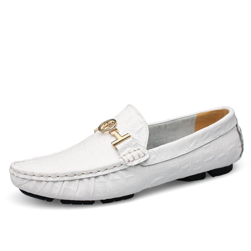 

Spring men s large size fashion foot casual leather shoes British style low-top Doudou shoes trendy one-pedal lazy shoes 36