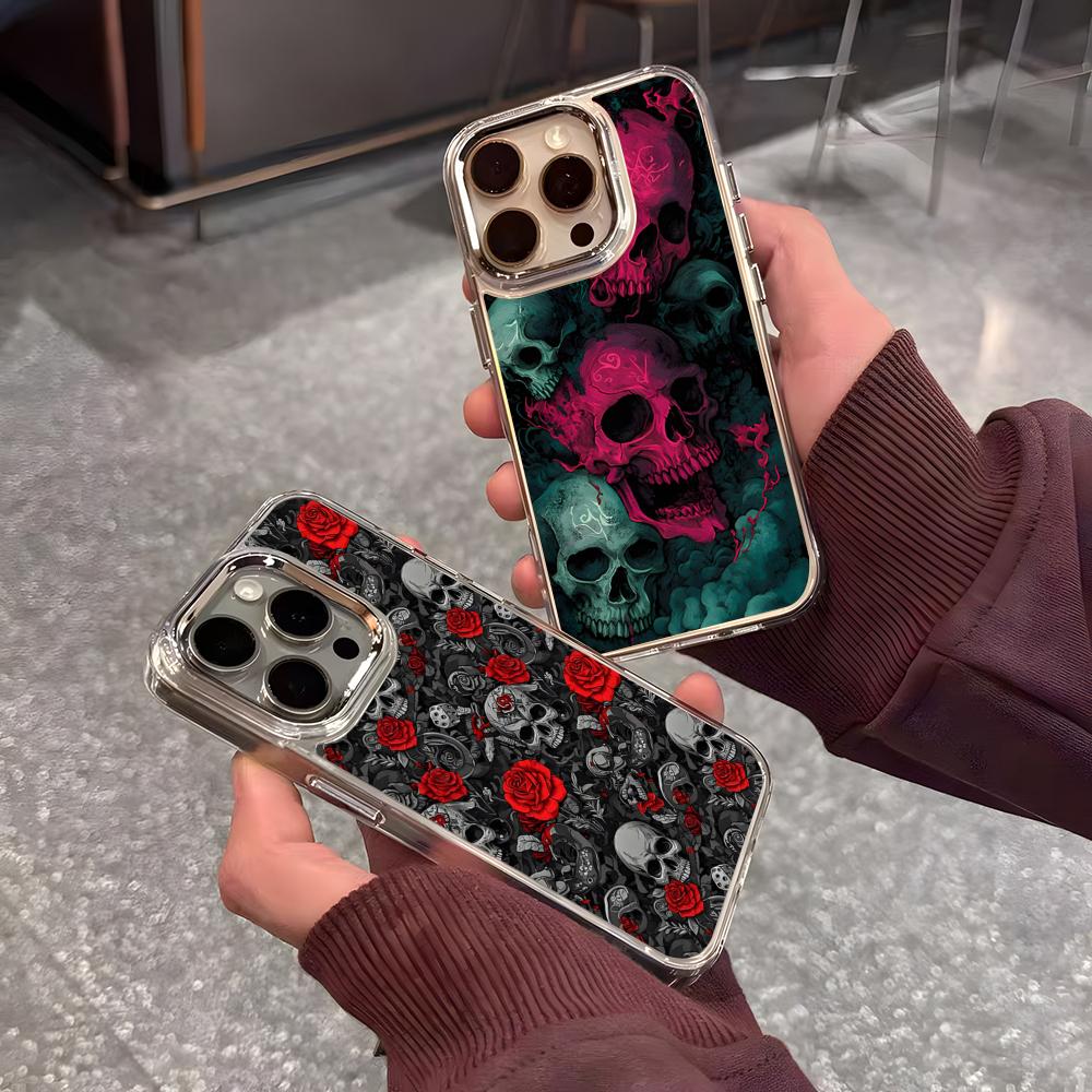 Gothic Patterns Raven Skulls Phone Case For IPhone 17 Air 16 15 14 13 12 11 Pro Pro Max Plus Transparent Soft Cover