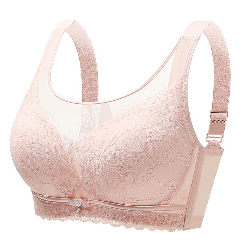 

No steel ring bra large size thin full cup D cup adjustable upper support breast bra tube top 44/100CD рожевий