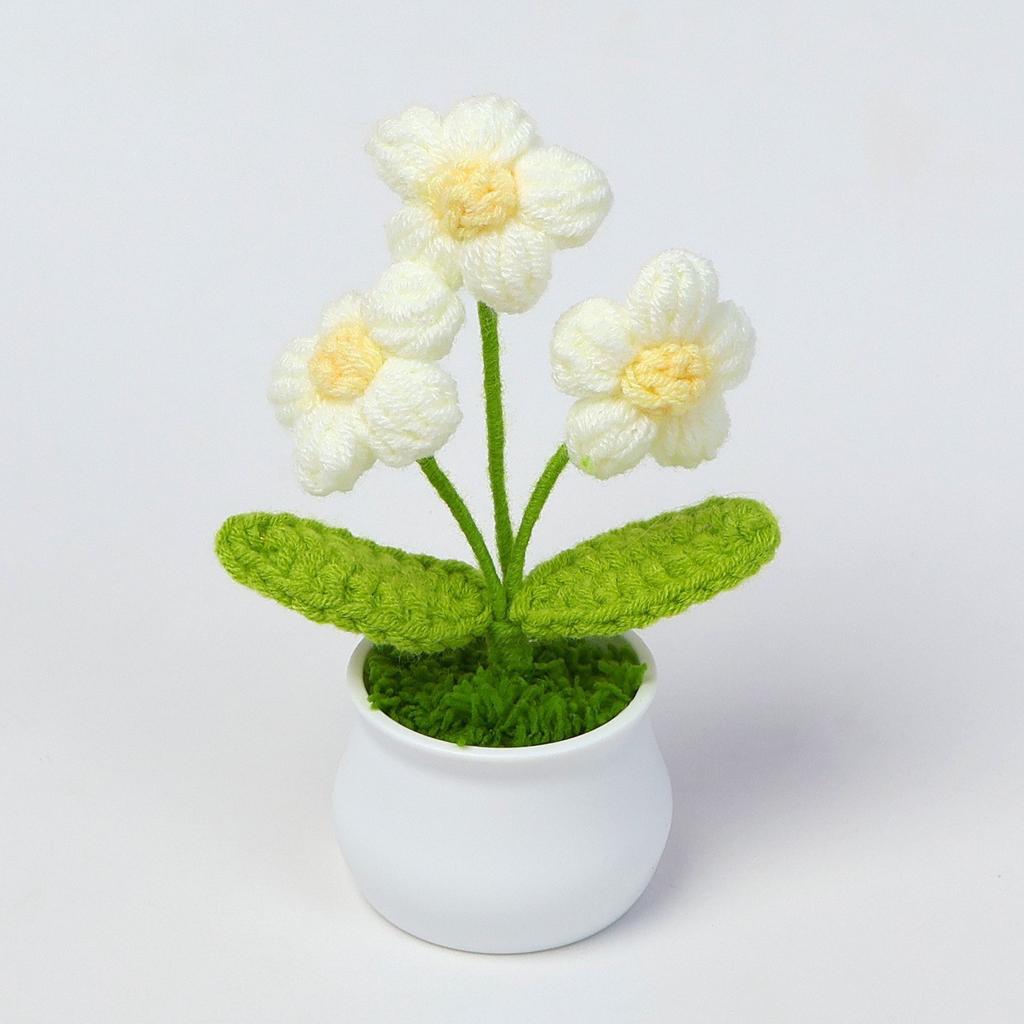 Hand-Knitted Wool Fake Flowers Set: Sunflower, Carnation, Tulip - Desktop Decor, Teacher/Student Gift, Everlasting Bouquet