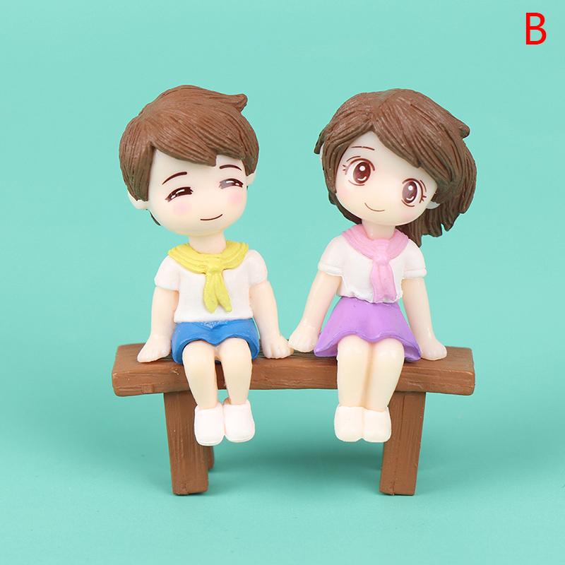 Mini Stool Couples Dolls Fairy Garden Miniatures Decor Dollhouse Action Figures