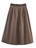 Autumn 2025 Women's Pleated Cloak Midi Skirt with Belt