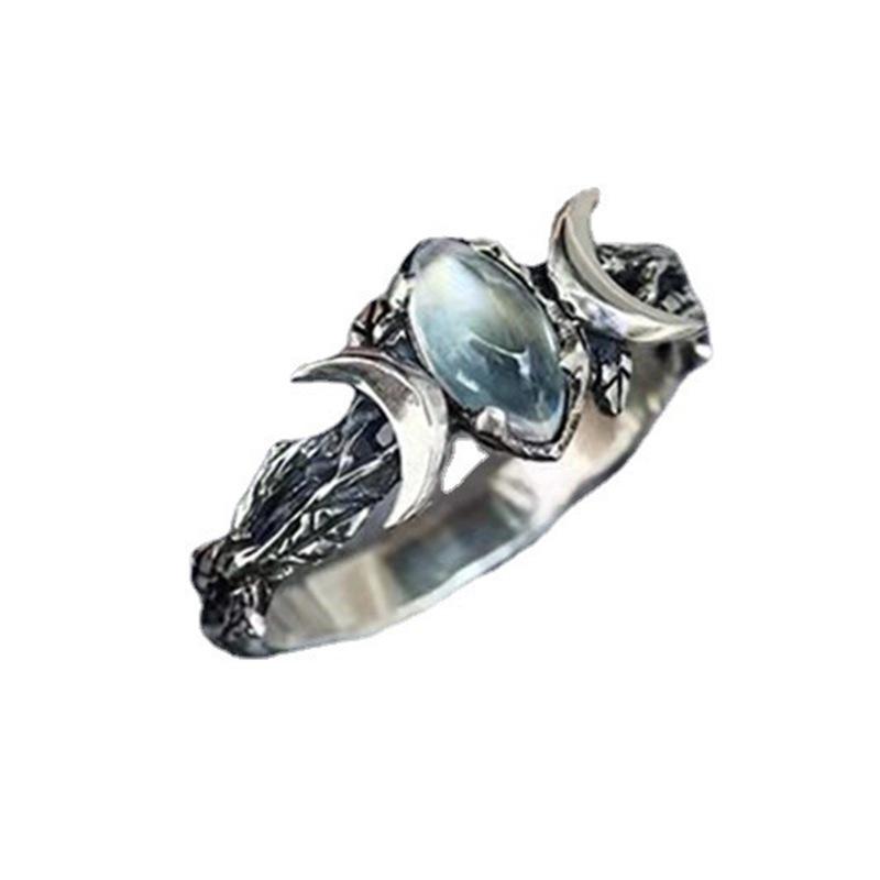 Yuanjing Temu Bohemian Moonstone Jewelry: Vintage Crescent Rings for Women, Men, and Children