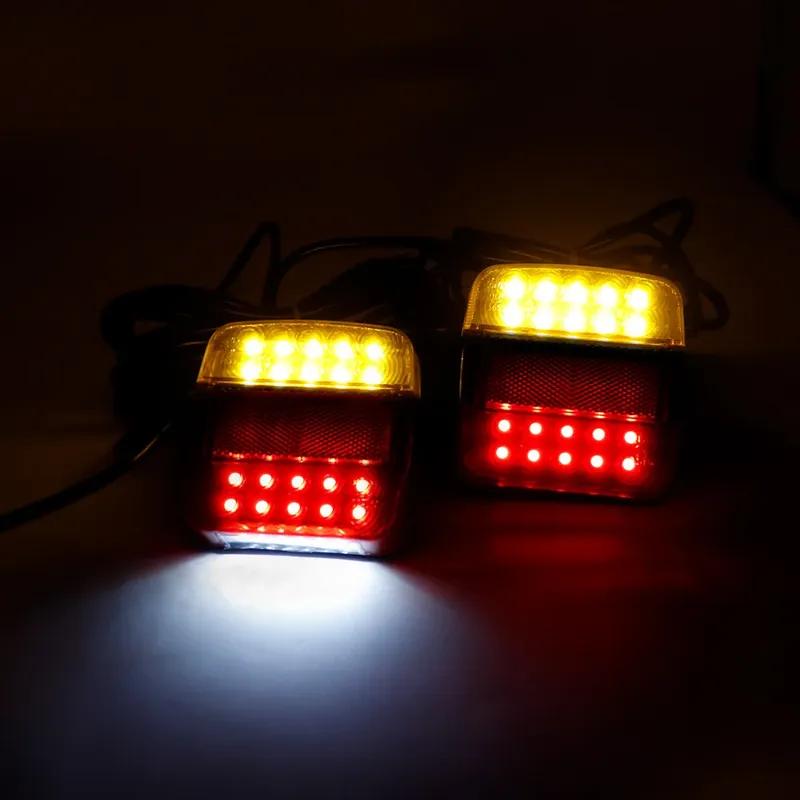 1Set Universal 12V 16 LED Rear Towing Trailer Tail Light 10m Cable 7 Pin Brake Stop License Number Plate Lamp Waterproof Lights