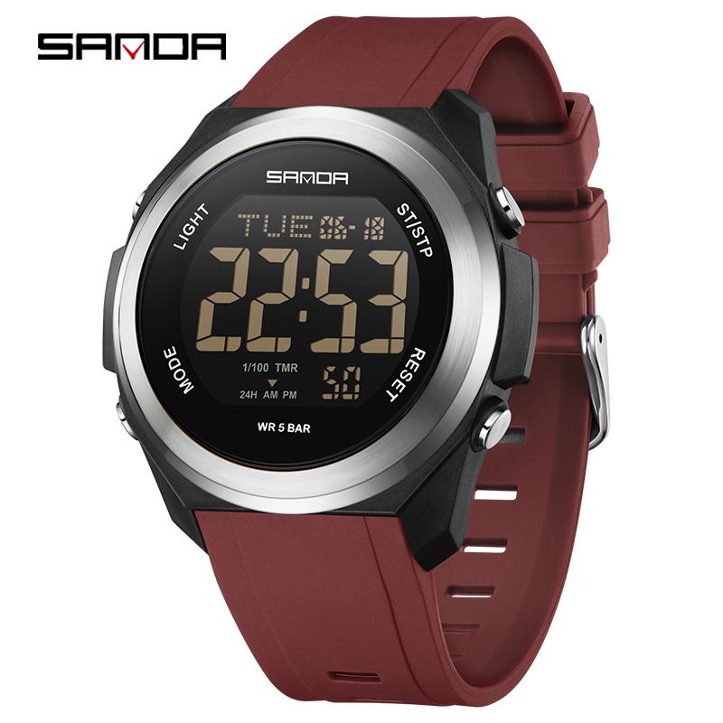 SANDA 2199 Luxury LED Display Digital Watch for Men Shockproof Mens Wristwatches Sport Waterproof Countdown Relojes Para Hombre