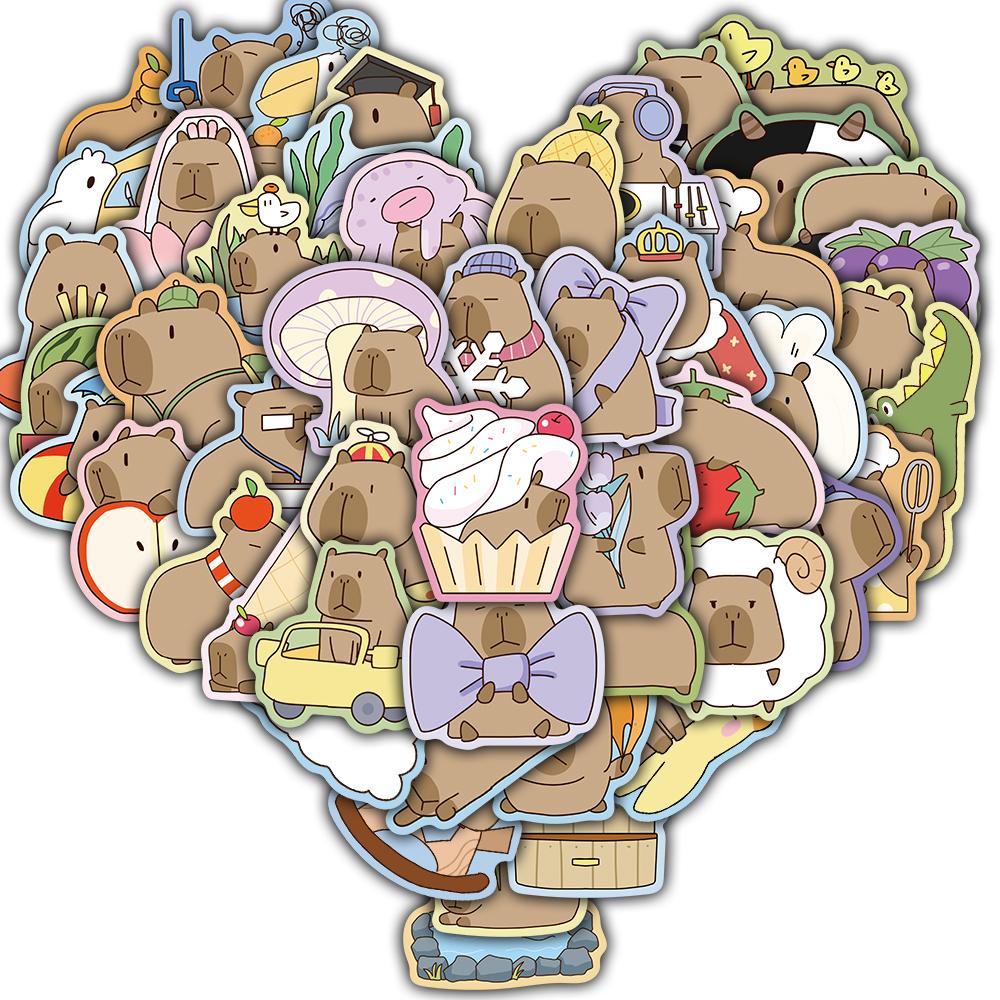 

50PCS Cartoon Capybara Stickers Scrapbook Skateboard Guitar Laptop Luggage Bicycle Helmet Suitcase Sticker Pegatinas Phone Gift