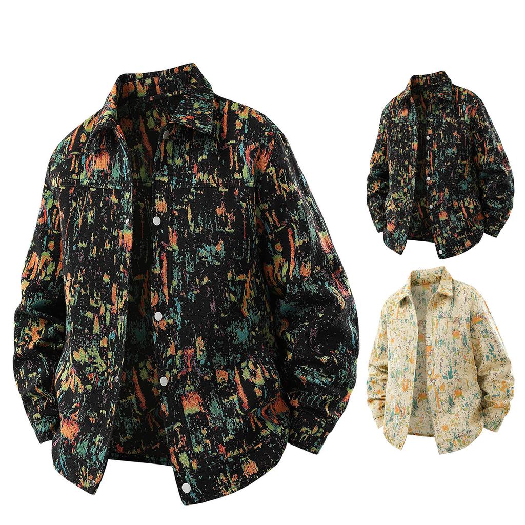 Men's Camouflage Lapel Jacket Casual Sports Couple Long Sleeve Coat
