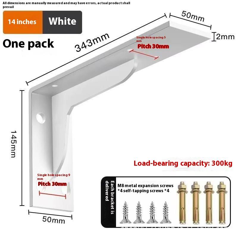 1/2Pcs Black/White/Silver Stainless Steel Corner Code Triangle Bracket Load-Bearing Bracket Wall Fixed Corner Storage Rack