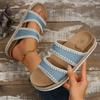 Women's Cross-Strap Thick-Soled Sandals - Summer 2026, Fabric Surface, Flat-Soled Beach Slippers for Outdoor Wear.