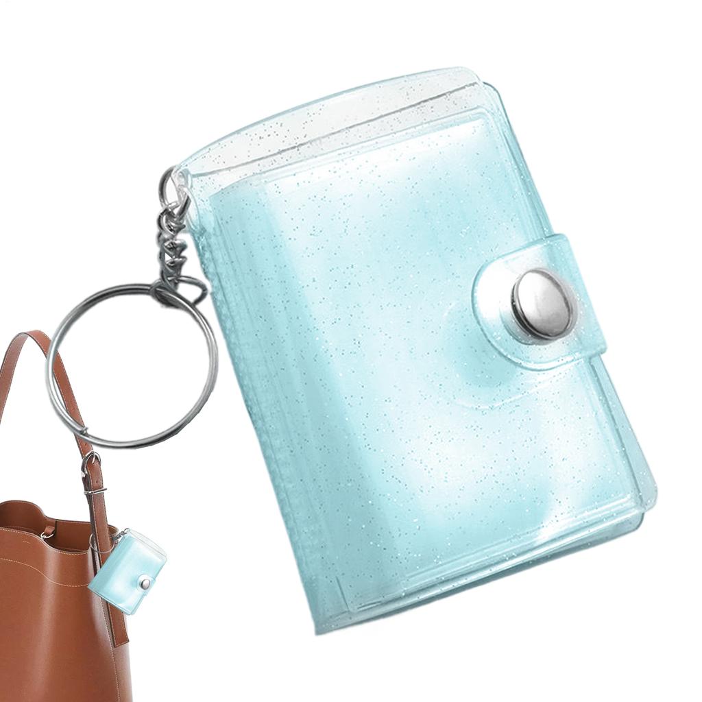 Mini Photo Album Keychain 5x3.5cm 2 Inch Photo Album Transparent Album Binder With 24 Pockets For Kids Wallet Backpack