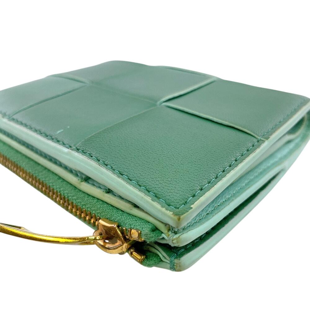 BOTTEGAVENETA leather cassette Bifold Wallet green leather Used