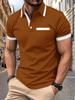 Summer 2025 Men's Casual POLO Shirt - Fashionable Patchwork Short Sleeve with Pocket