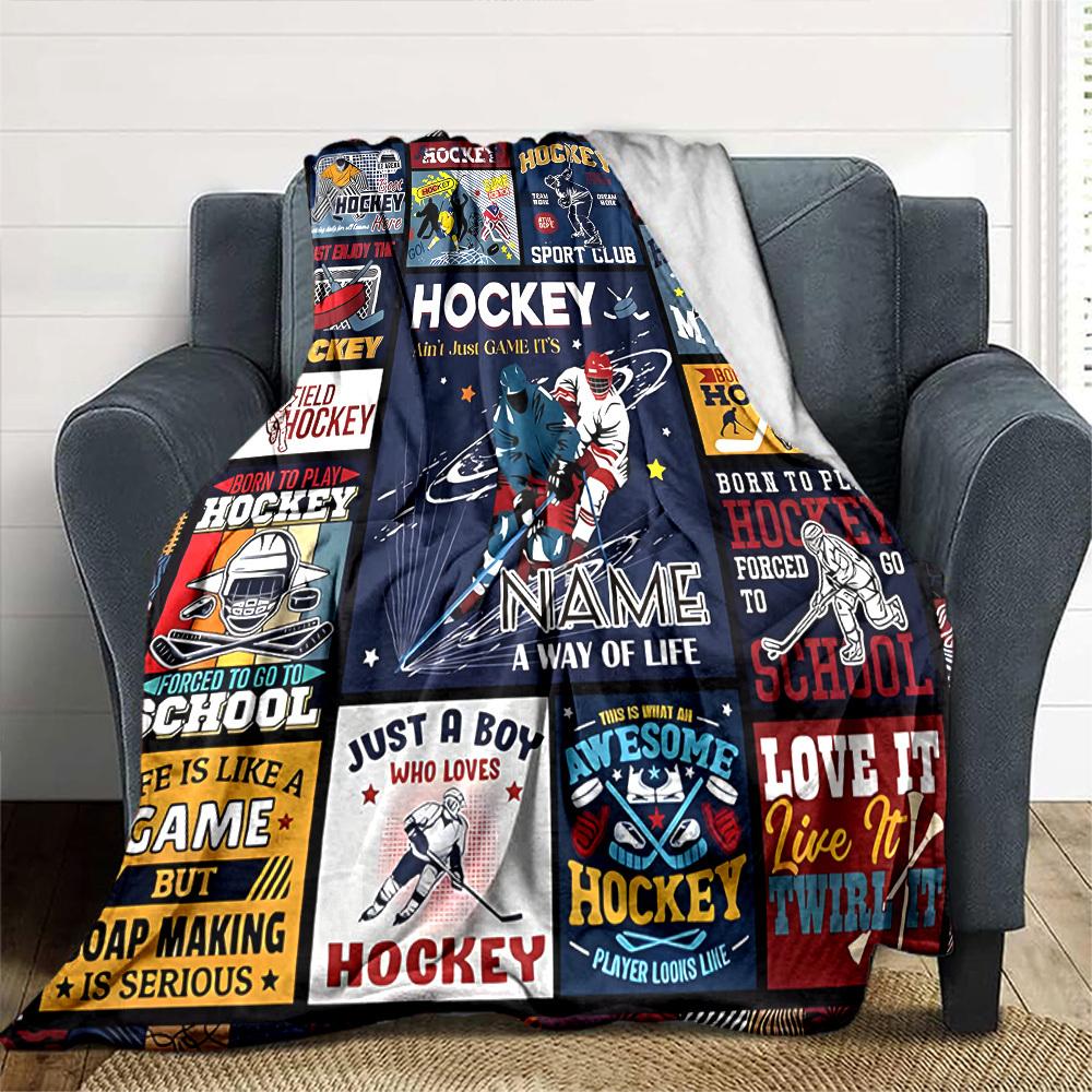 Hockey Quotes And Designs For Sports Enthusiasts Cozy Customize Your Name Soft Warm Cozy Versatile For Sofa Couch Office Bed Picnics For All Occasions