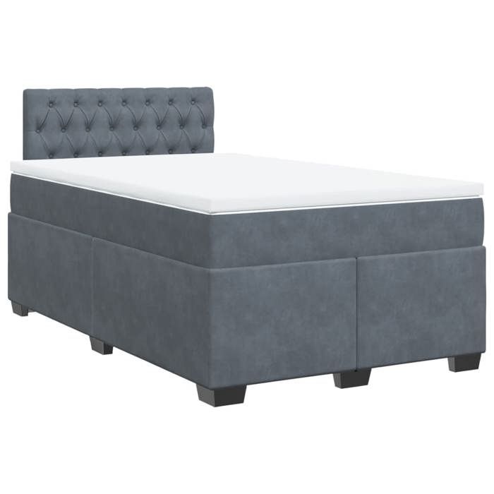 VidaXL Slat Bed Base and Mattress Dark Grey 120x190cm Velvet, Bed, Platform Bed, Panel Bed, Furniture of 3288565