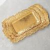 Rectangle-Carved Design Metal Cake Tray With Exquisite Plate Engraving Flower Golden Food Fruit Tray For Home Wedding Decoration