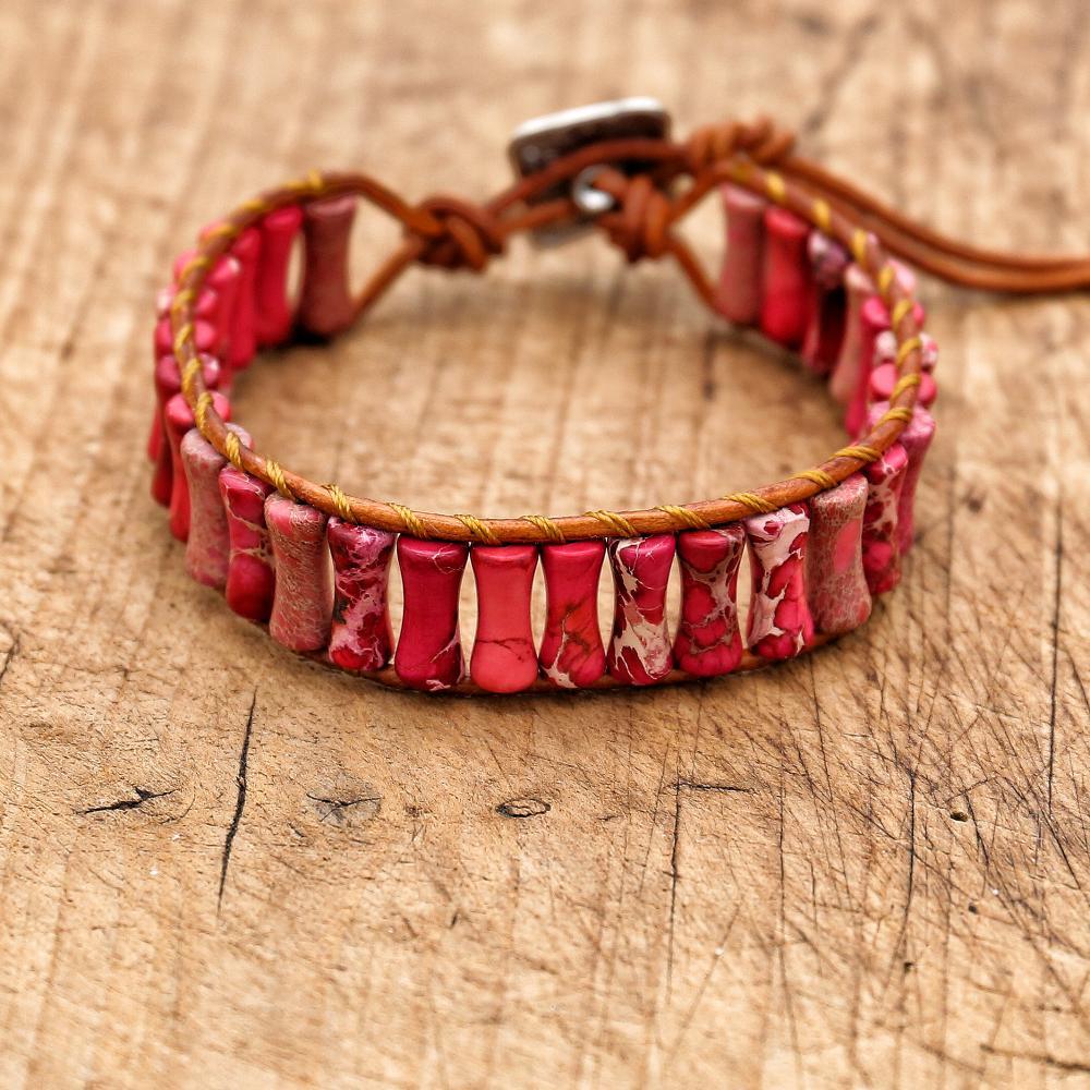 Leather Rope Beaded Boho Bracelet Jewelry Handmade Natural Stones Charm Strands Wrap Bracelet Christmas Gifts