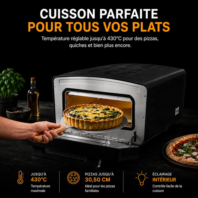 KitchenCook K Pizza Lite - Electric Pizza Oven - 3 Minute Cooking - 2200w - 430°c