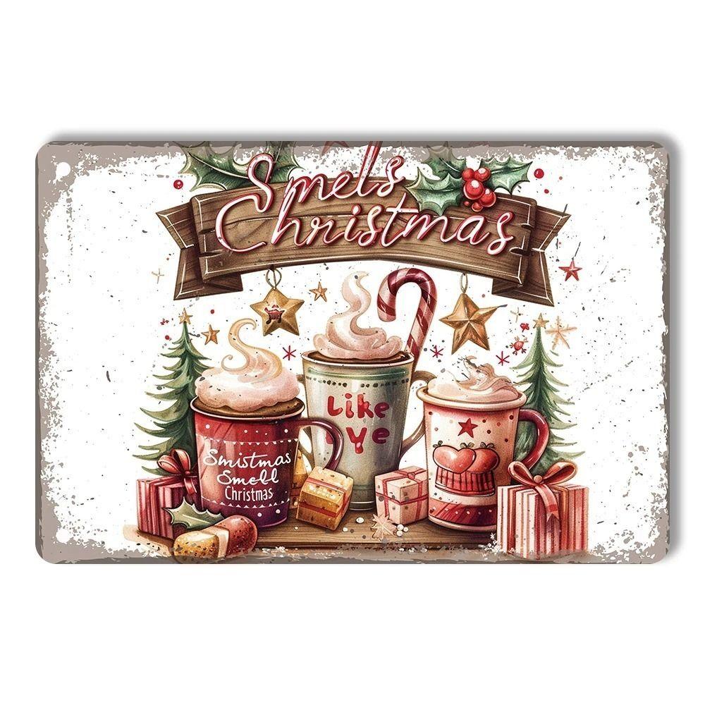 Vintage Christmas Metal Tin Sign Home Festive Wall Decor