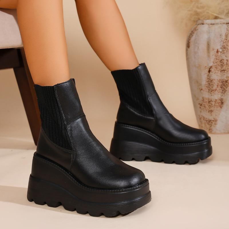2026 New Platform Trifle Plus Size Booties Casual Fashion Stretch Boots