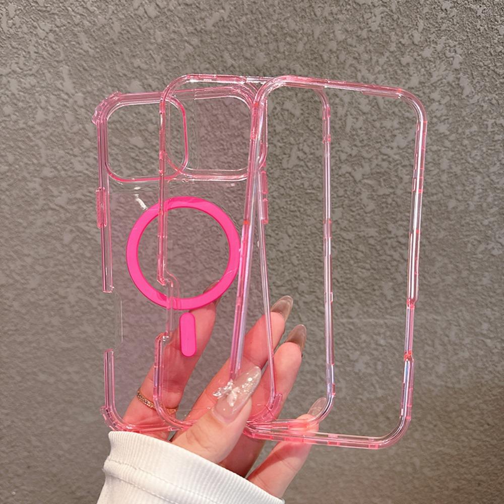 Neon Color 3 IN 1Bumper Shockproof MagSafe Case For iPhone 16 15 14 13 12 Pro Max Magnetic Wireless Charging Clear Armor Cover