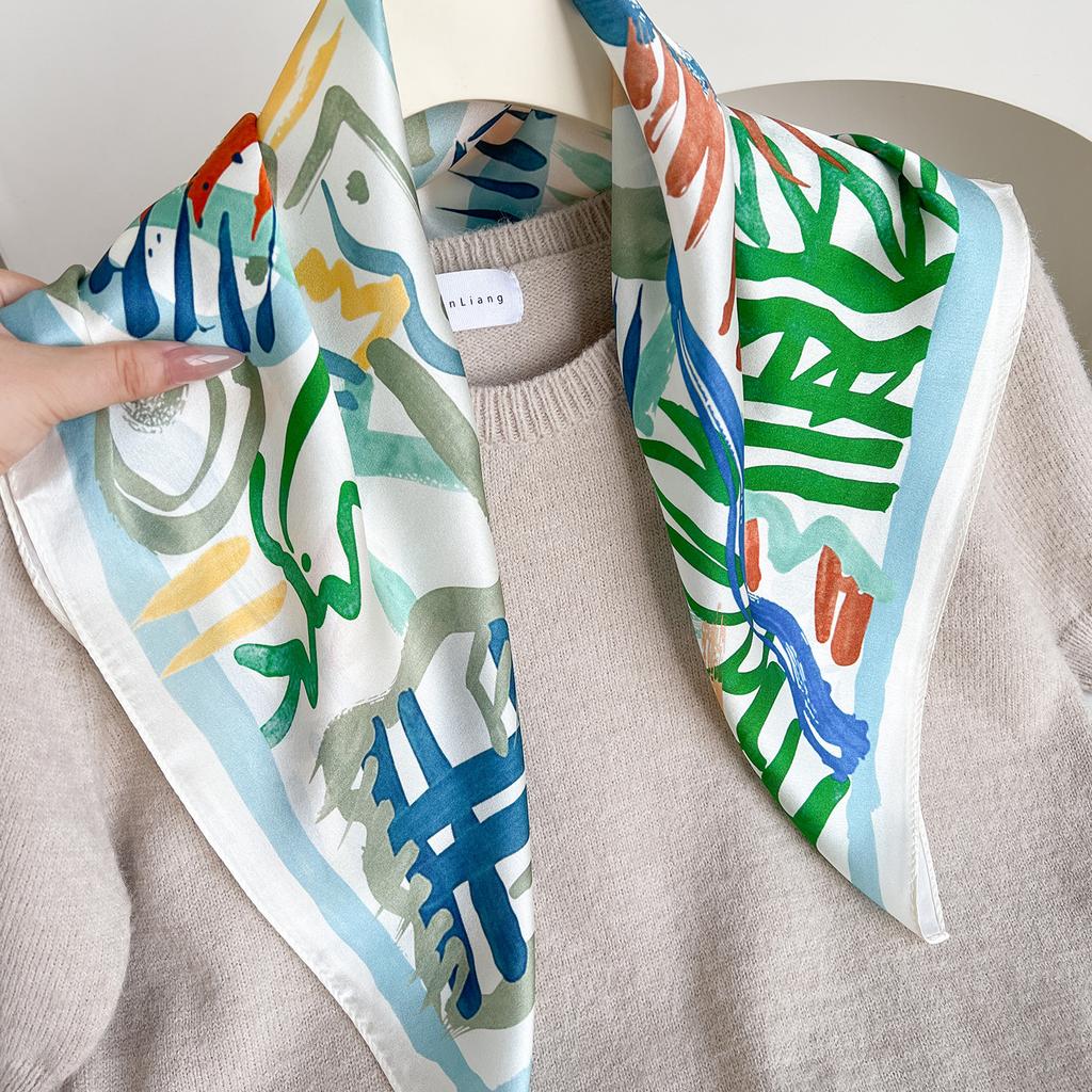 111% Mulberry Silk 71 Square Scarf, New Sky City Professional Decorative Scarf, Commuting To Work Versatile Silk Scarf