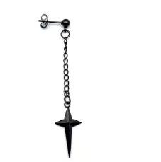 Hip Hop Trendy Stainless Steel Silver Color Star Cross Tassel Pendant Asymmetry Stud Earrings for Women Men Rock Punk Jewelry