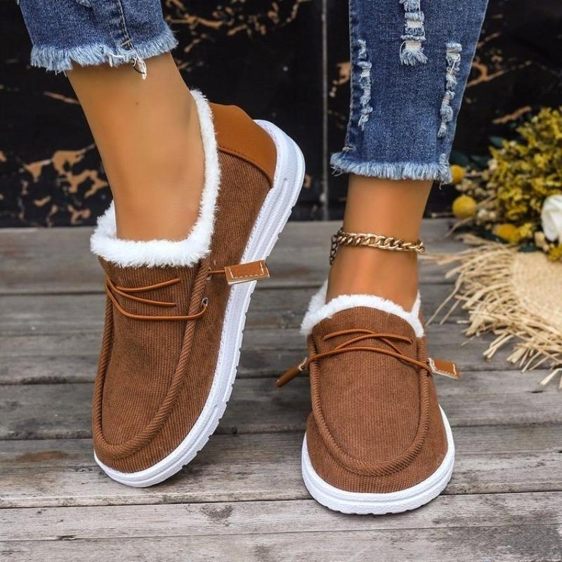 Plus Size Shoes for Women 36-43 Winter Fashion Lace Up Platform Warm Plush Flats Sneakers Comfortable Non-slip Footwear