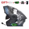 Bluetooth-Enabled Full Face Motorcycle Helmet With Dual Visors DOT 3C Certified All-Season Flip-Up Design Men Women