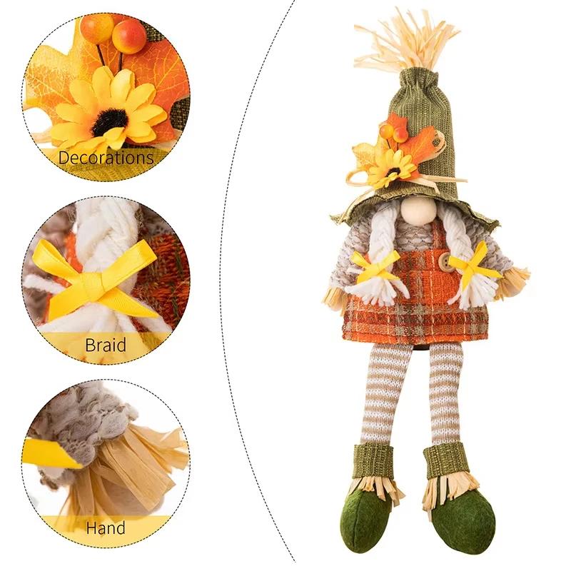 Thanksgiving Decorations Maple Leaf Hanging Boys And Girls Hanging Straw Scarecrow Toys Scarecrow Decorative Gnome Plush Toys