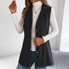 Women's Fashionable Solid Color Sleeveless Lapel Button Vest Jacket