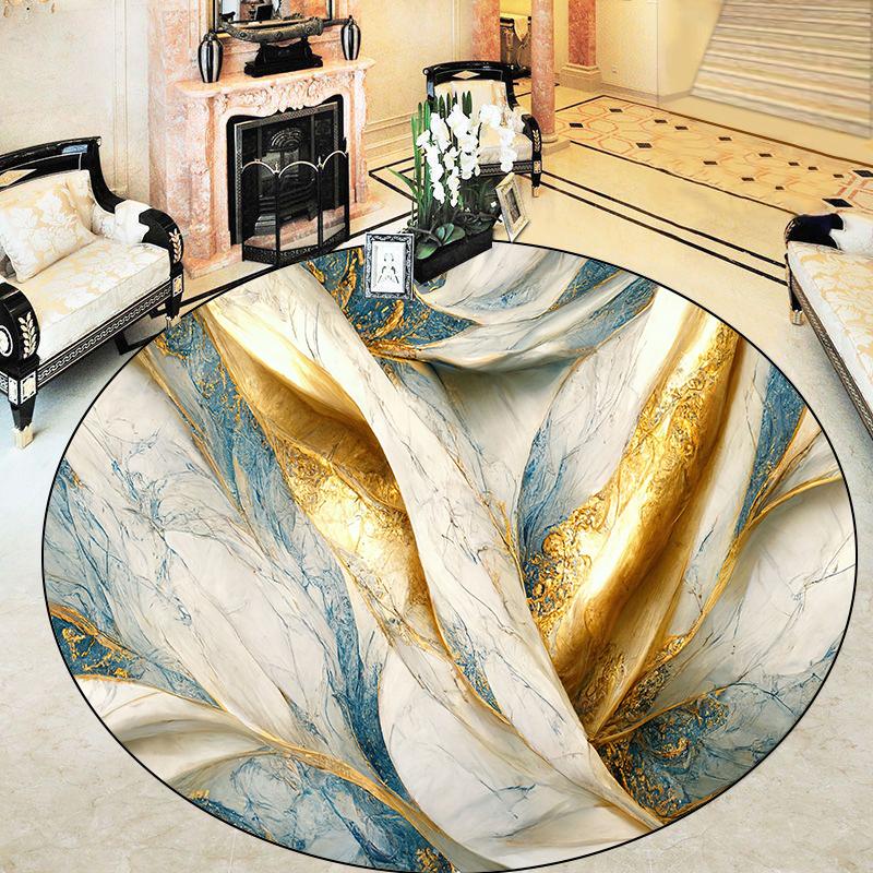 Abstract Marble Style Round Carpets Living Room Decoration Luxury Large Area Rugs for Bedroom Non-slip Soft Floor Mats Washable