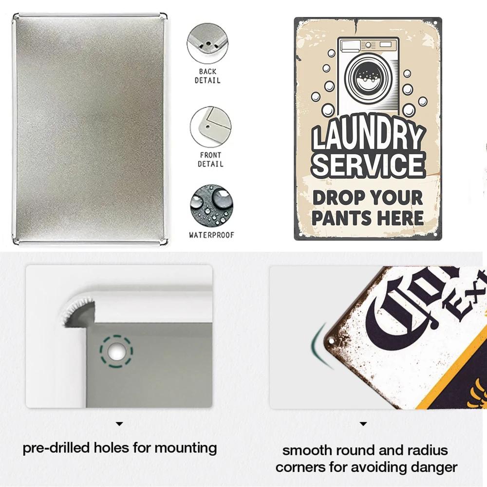 Laundry Vintage Tin Sign Funny Metal Plaque Pin Up Girl Retro Plate Wall Art Painting for Home Room Washroom Posters Decor