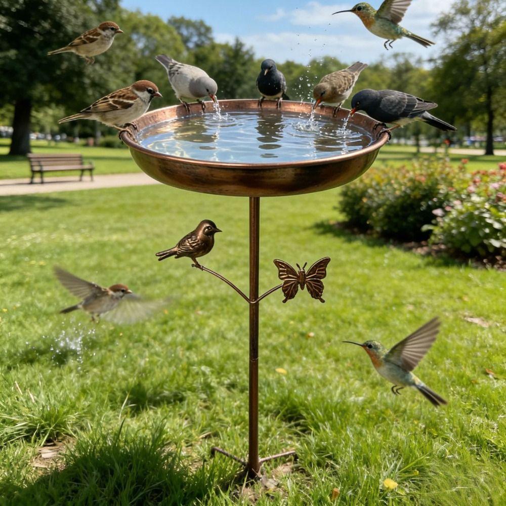 Rustproof Iron Garden Birdbath Anti-leakage Bird Feeding Station Durable Hummingbird Feeder Porch