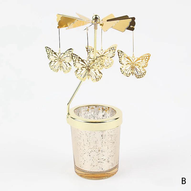 Hot Rotating Candle Stick Holder Candlestick Home Decoration Hallowmas Christmas Gift Party Room Decor Carousel Candle Stand