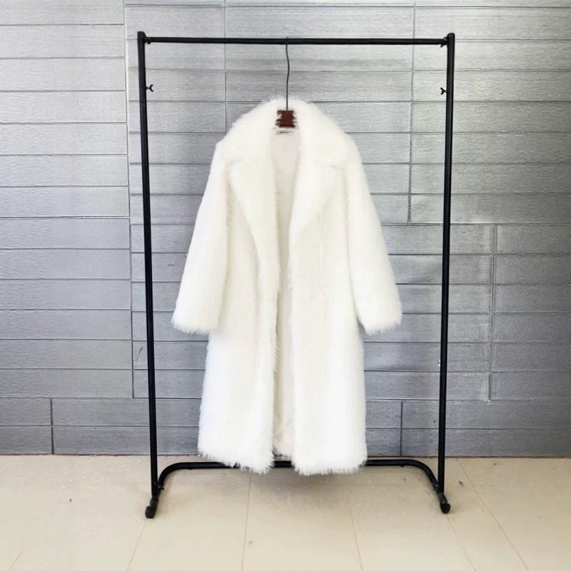 2026 Fall Winter Faux Fur Long Coat Women Blazer Collar Plus Size Thick Warm Outerwear