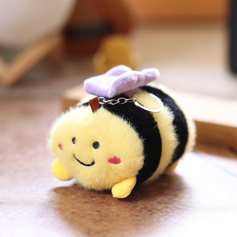 1 Piece Bag Pendant Cute Little Bee Doll Plush Toy Keychain Children'S Backpack Accessories Holiday Gifts