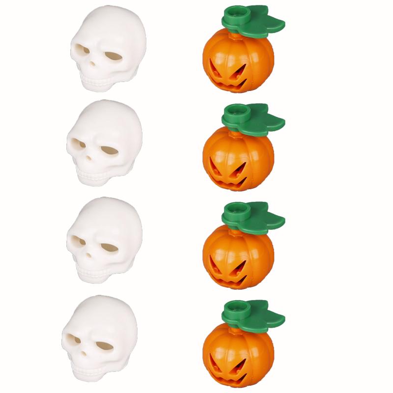 City Halloween MOC Bricks Pumpkin Building Blocks Street View Piano Tombstone Skeleton Ghost Bat Snake Accessories Bricks Toy