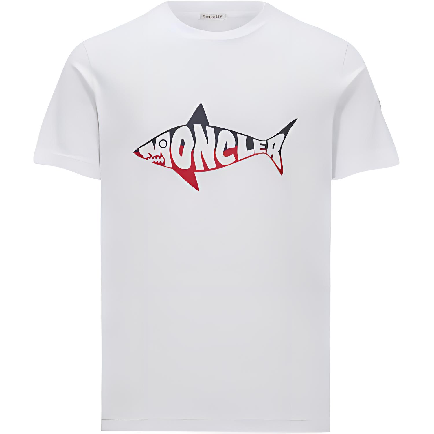 Moncler Logo Kurzarm Rundhals T-Shirt Herren Oberteile Weiß K10918C0005989A17002 L white