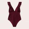 Costume da bagno intero da donna con volant, comodo costume da bagno a vita alta per allenamento di nuoto
