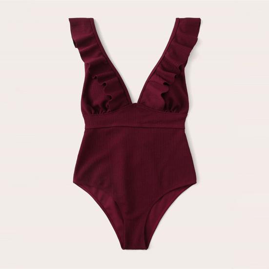 Costume da bagno intero da donna con volant, comodo costume da bagno a vita alta per allenamento di nuoto
